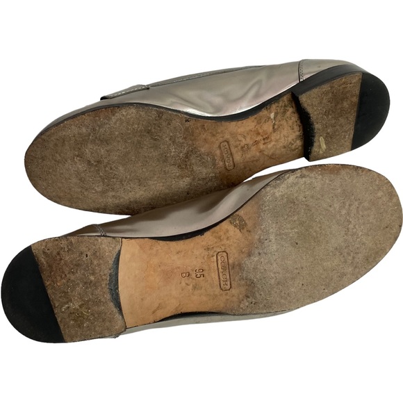 Coach Hollee Silver Leather Slip On Loafers Size 9.5B - Picture 3 of 8
